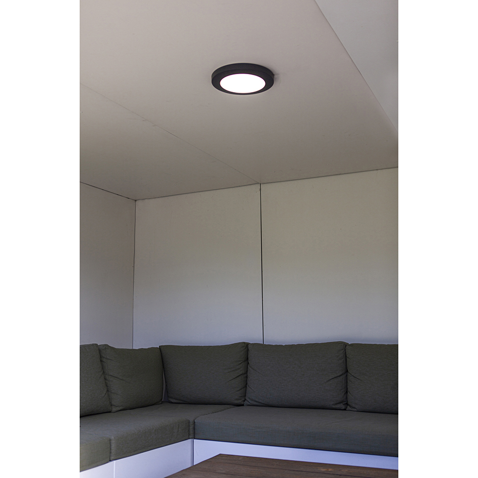 KAYAH IP54 INTEGRATED LED WALL & CEILING LIGHT IN MATT BLACK 1250 LUMEN