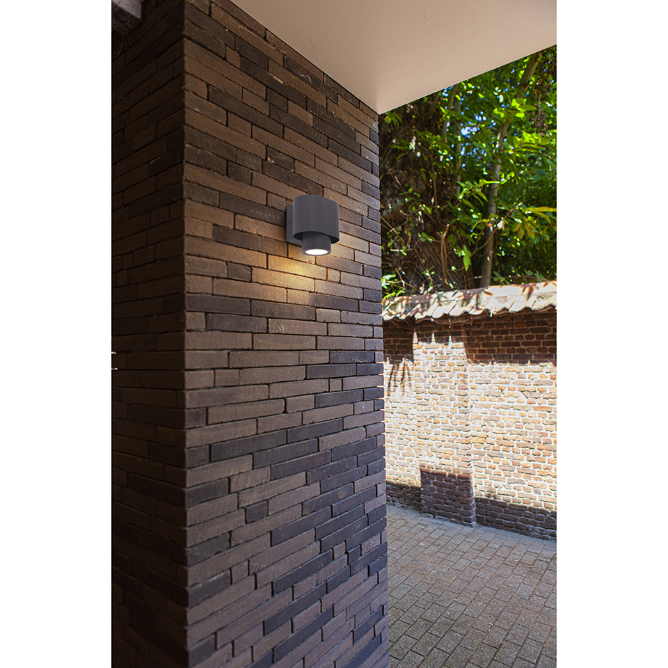 CYPRES IP44 GU10 DOWN WALL LIGHT IN DARK GREY