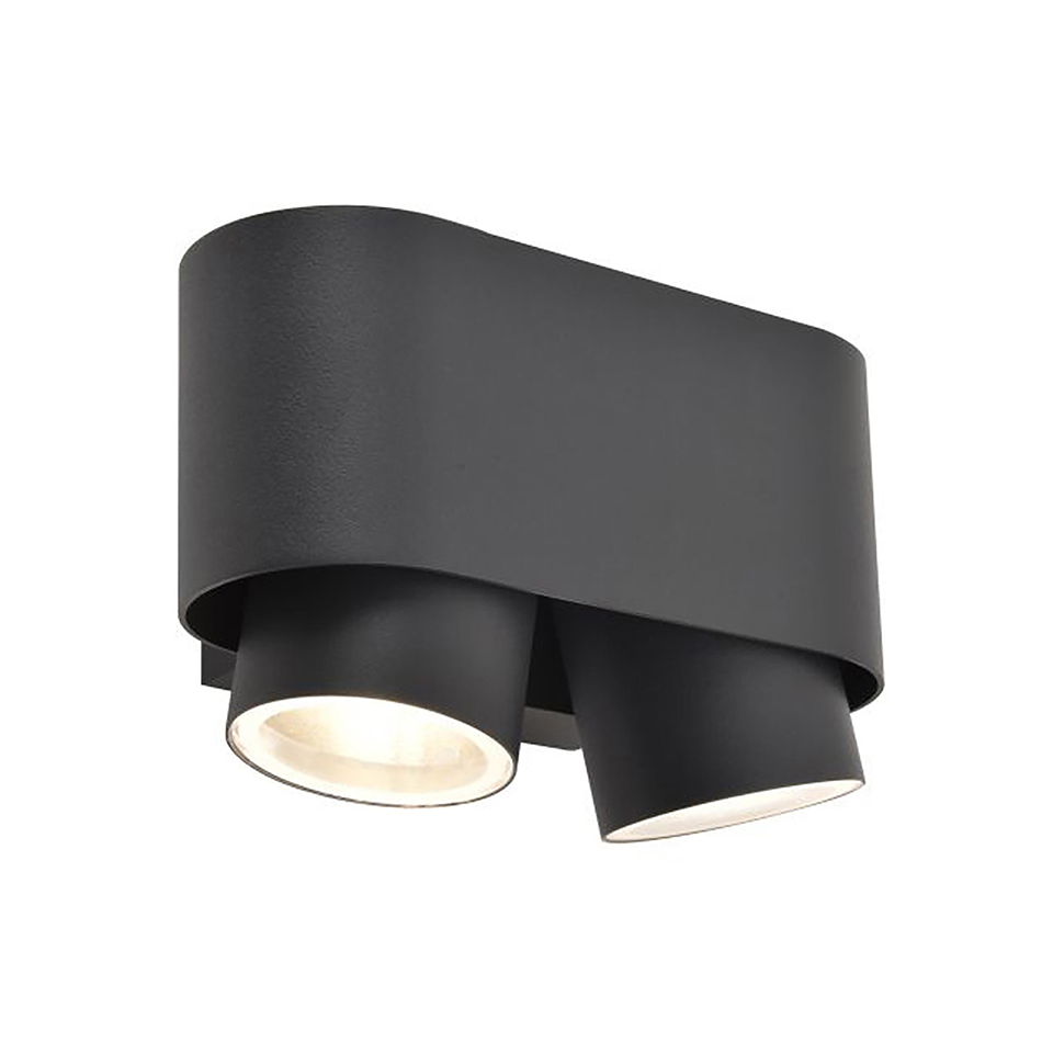 CYPRES IP44 2x GU10 DOWN WALL LIGHT IN DARK GREY