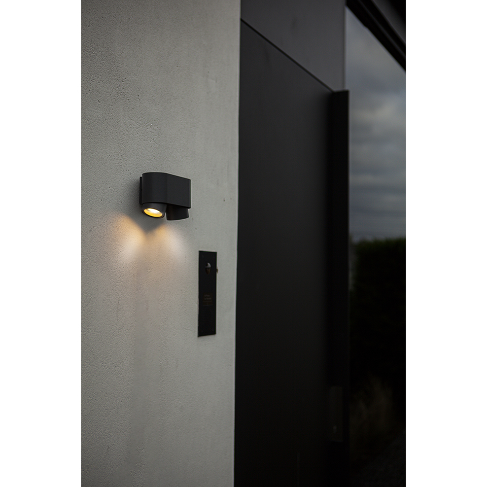 CYPRES IP44 2x GU10 DOWN WALL LIGHT IN DARK GREY