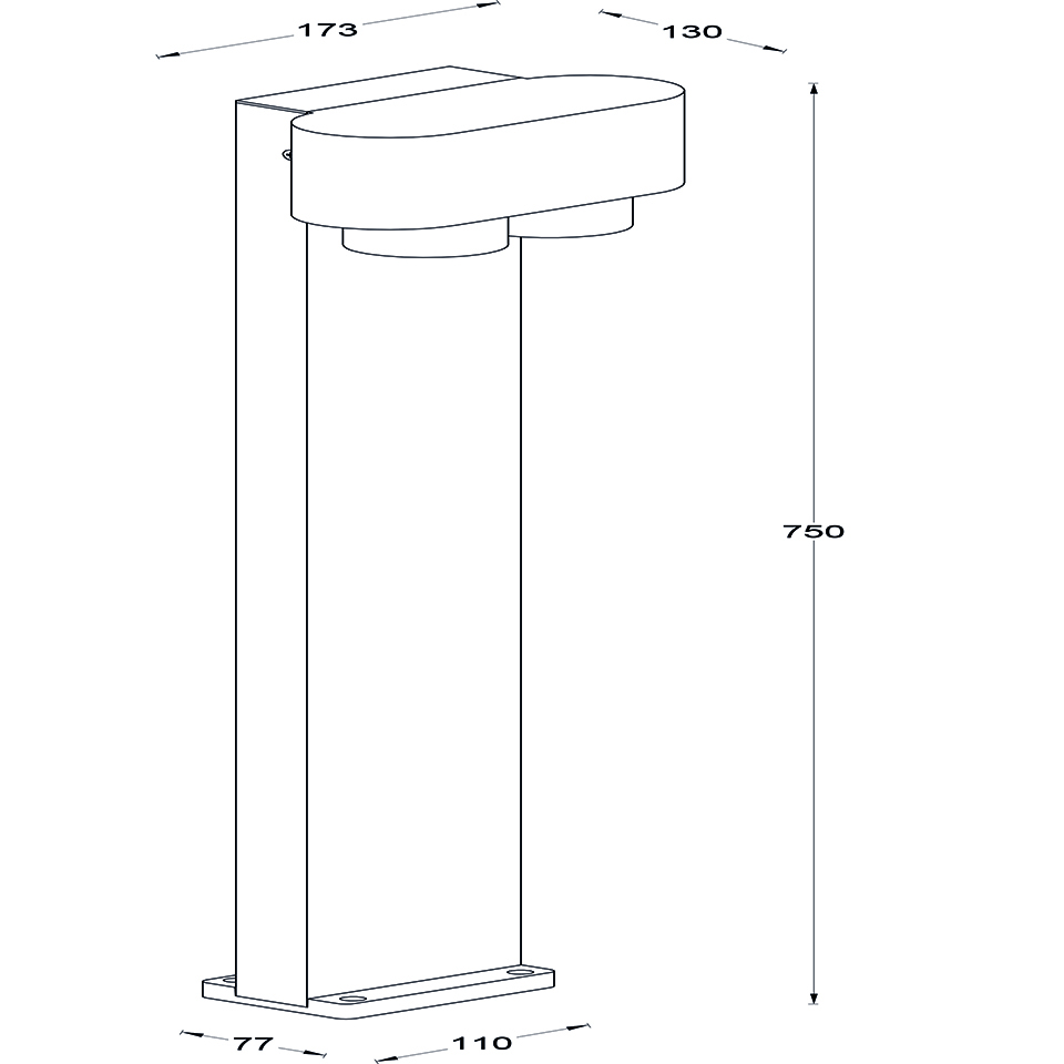 CYPRES IP44 2x GU10 BOLLARD LIGHT IN DARK GREY