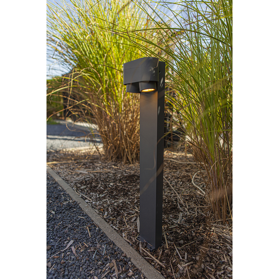 CYPRES IP44 2x GU10 BOLLARD LIGHT IN DARK GREY