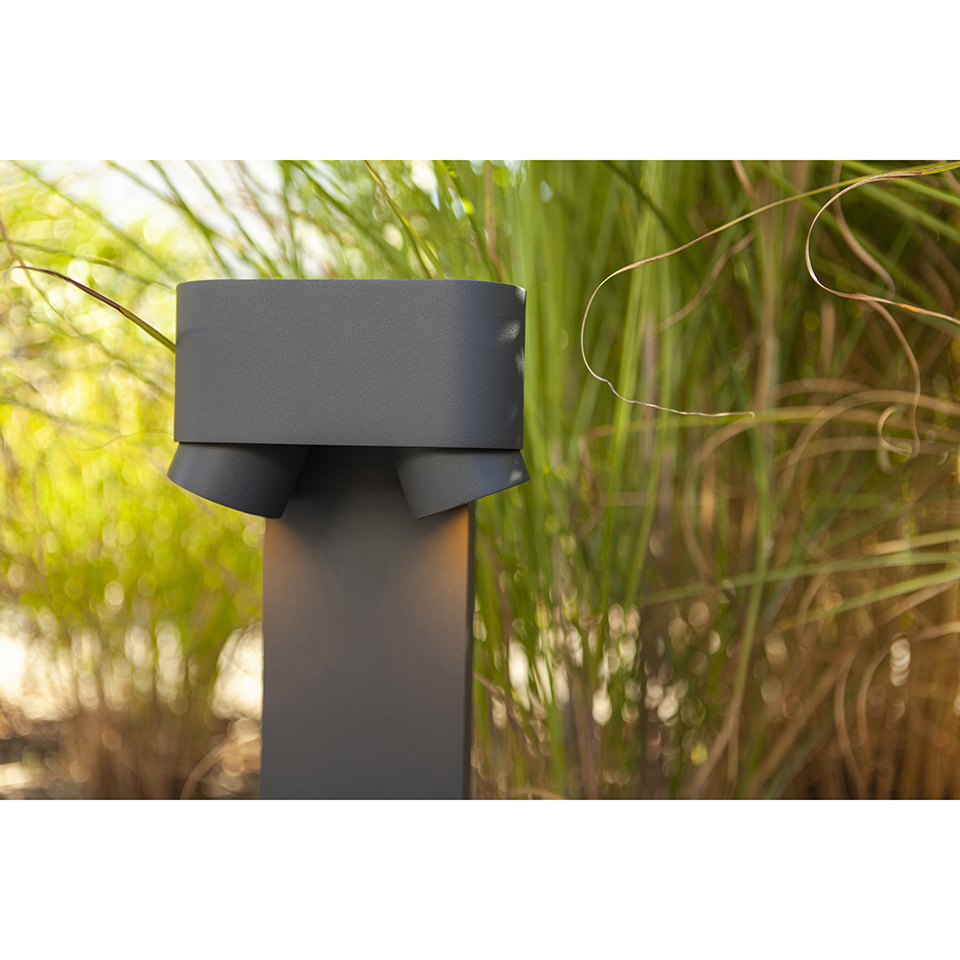 CYPRES IP44 2x GU10 BOLLARD LIGHT IN DARK GREY