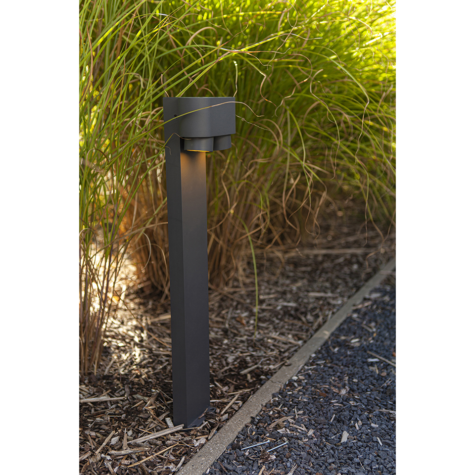 CYPRES IP44 2x GU10 BOLLARD LIGHT IN DARK GREY