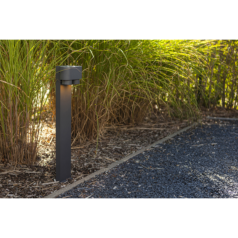 CYPRES IP44 2x GU10 BOLLARD LIGHT IN DARK GREY