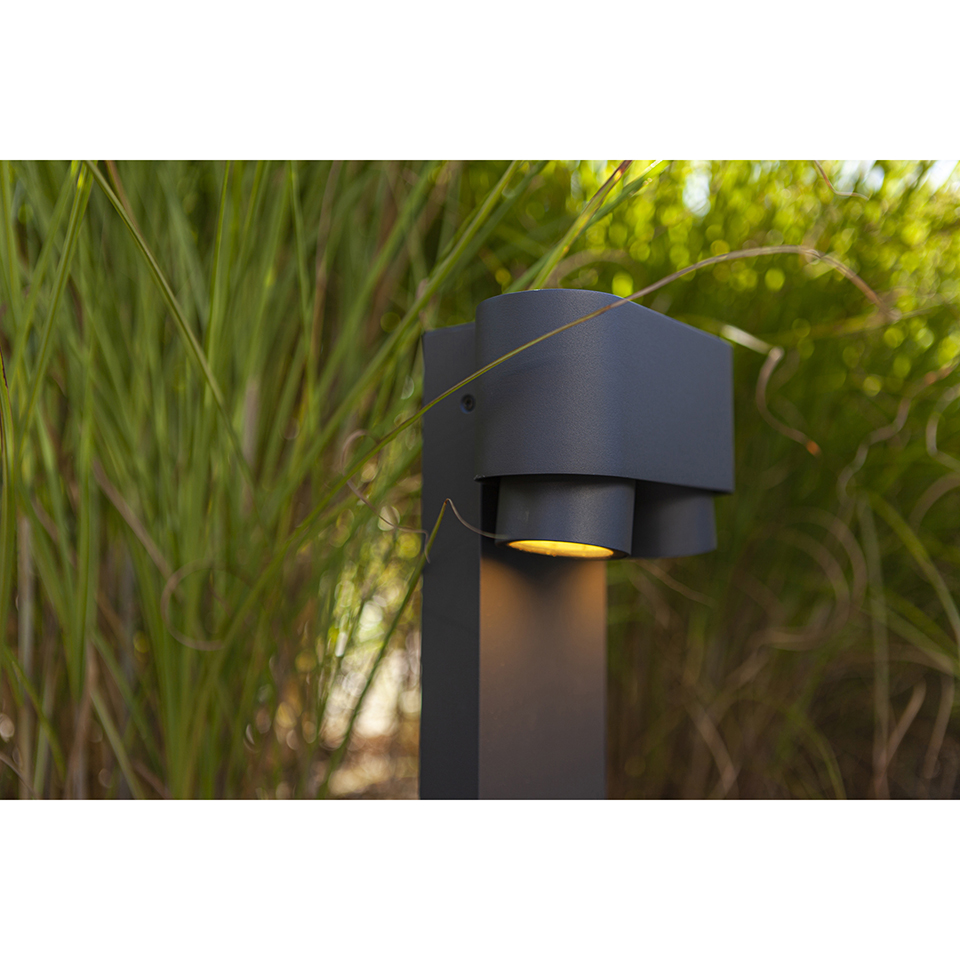 CYPRES IP44 2x GU10 BOLLARD LIGHT IN DARK GREY