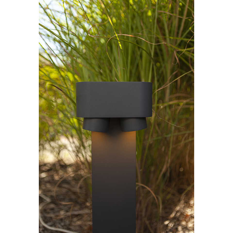CYPRES IP44 2x GU10 BOLLARD LIGHT IN DARK GREY