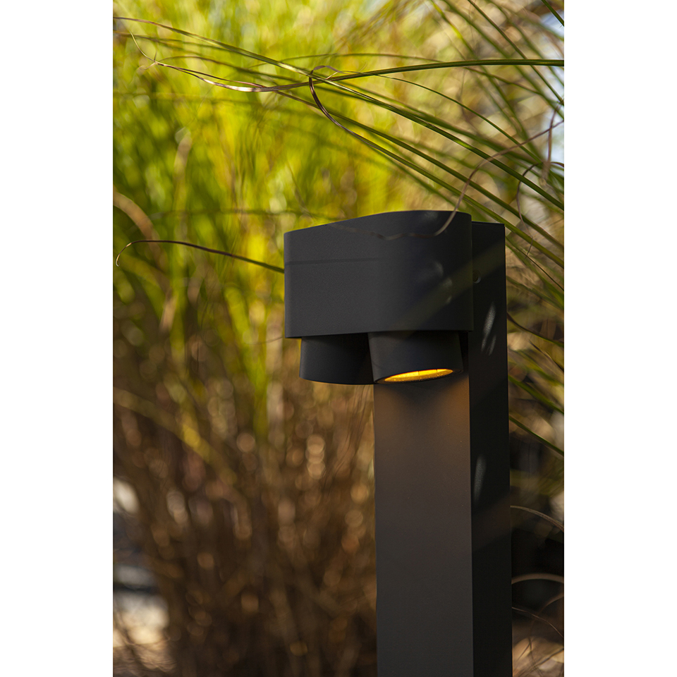 CYPRES IP44 2x GU10 BOLLARD LIGHT IN DARK GREY