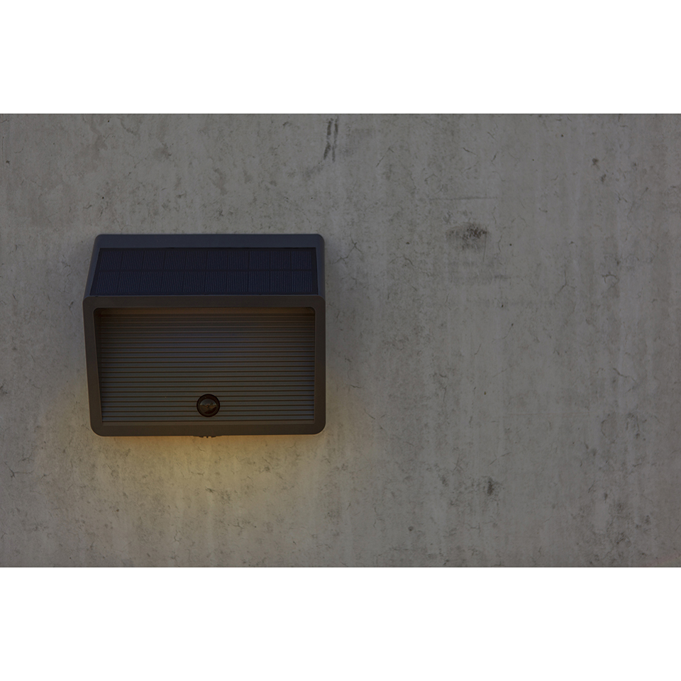 LINKO SOLAR LED WALL LIGHT PIR DARK GREY