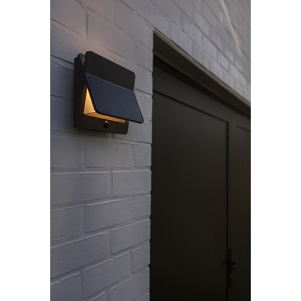 ALETA SOLAR LED WALL UP AND DOWN LIGHT WITH PIR DARK GREY