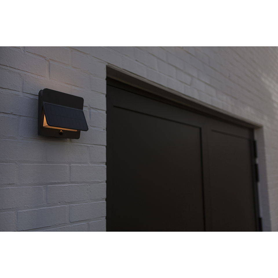 ALETA SOLAR LED WALL UP AND DOWN LIGHT WITH PIR DARK GREY