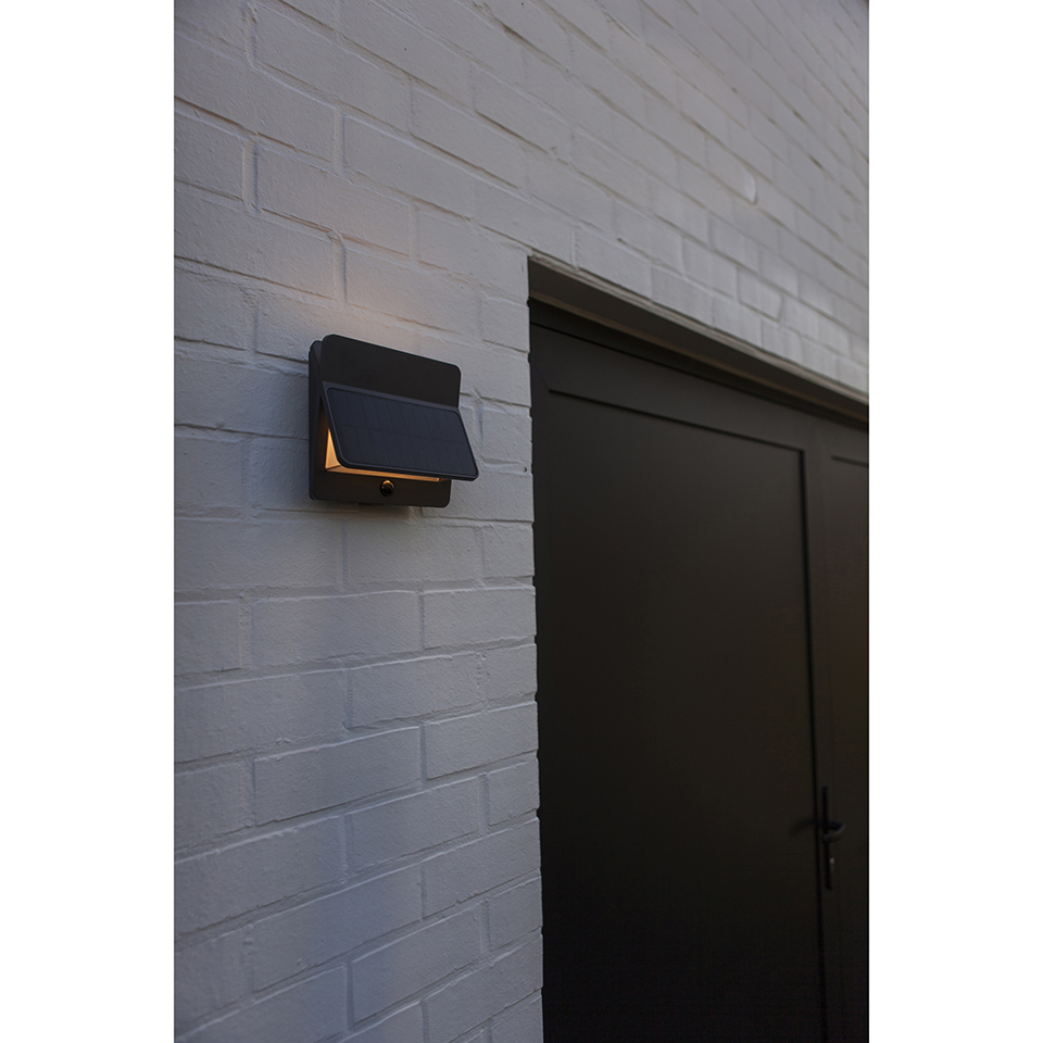 ALETA SOLAR LED WALL UP AND DOWN LIGHT WITH PIR DARK GREY