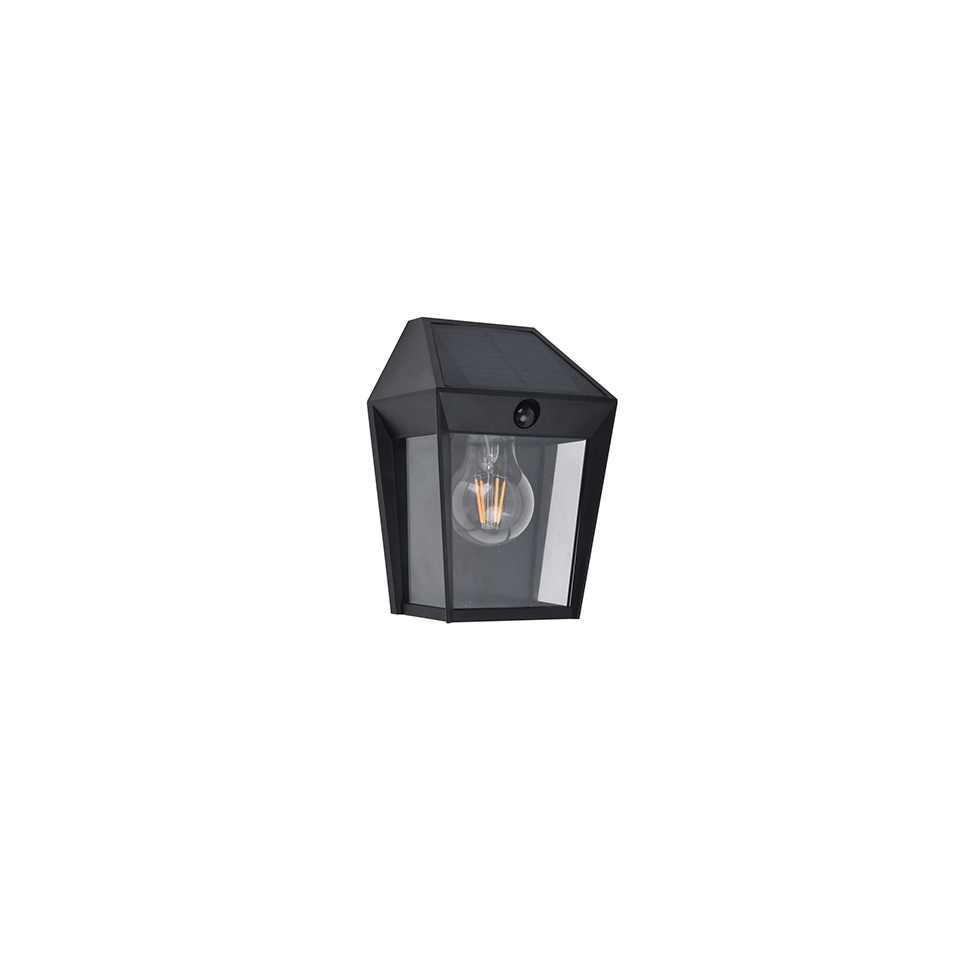 AVONY SOLAR WALL LIGHT PIR E27 W/BULB BLACK