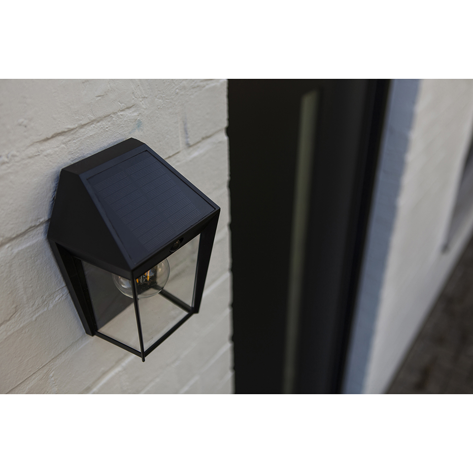 AVONY SOLAR WALL LIGHT PIR E27 W/BULB BLACK