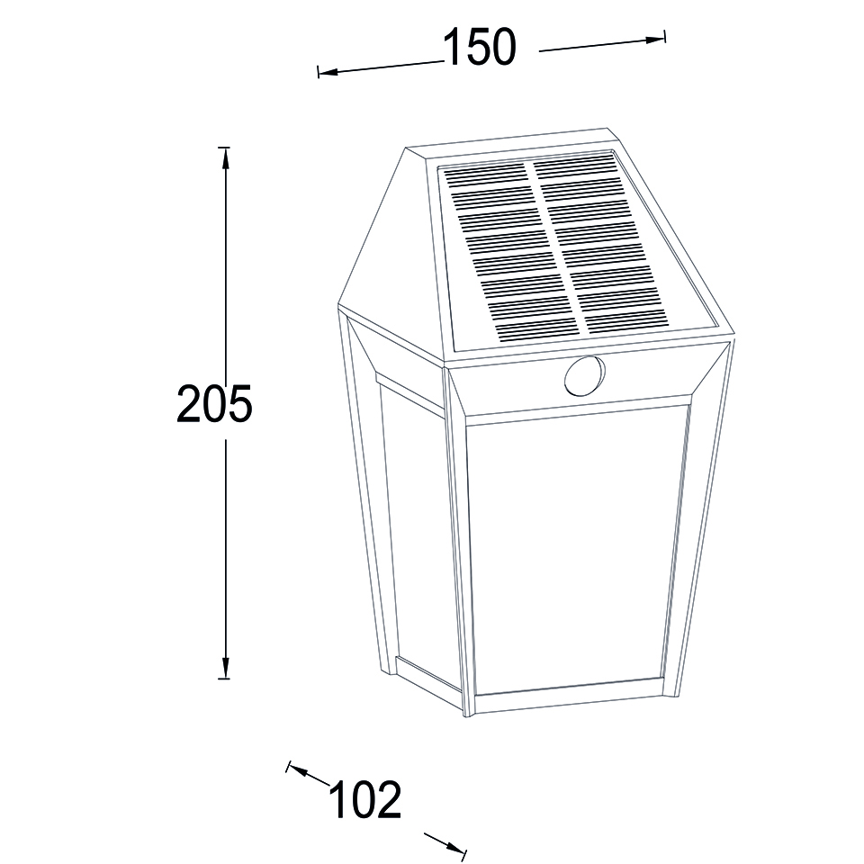 AVONY SOLAR WALL LIGHT PIR E27 W/BULB BLACK
