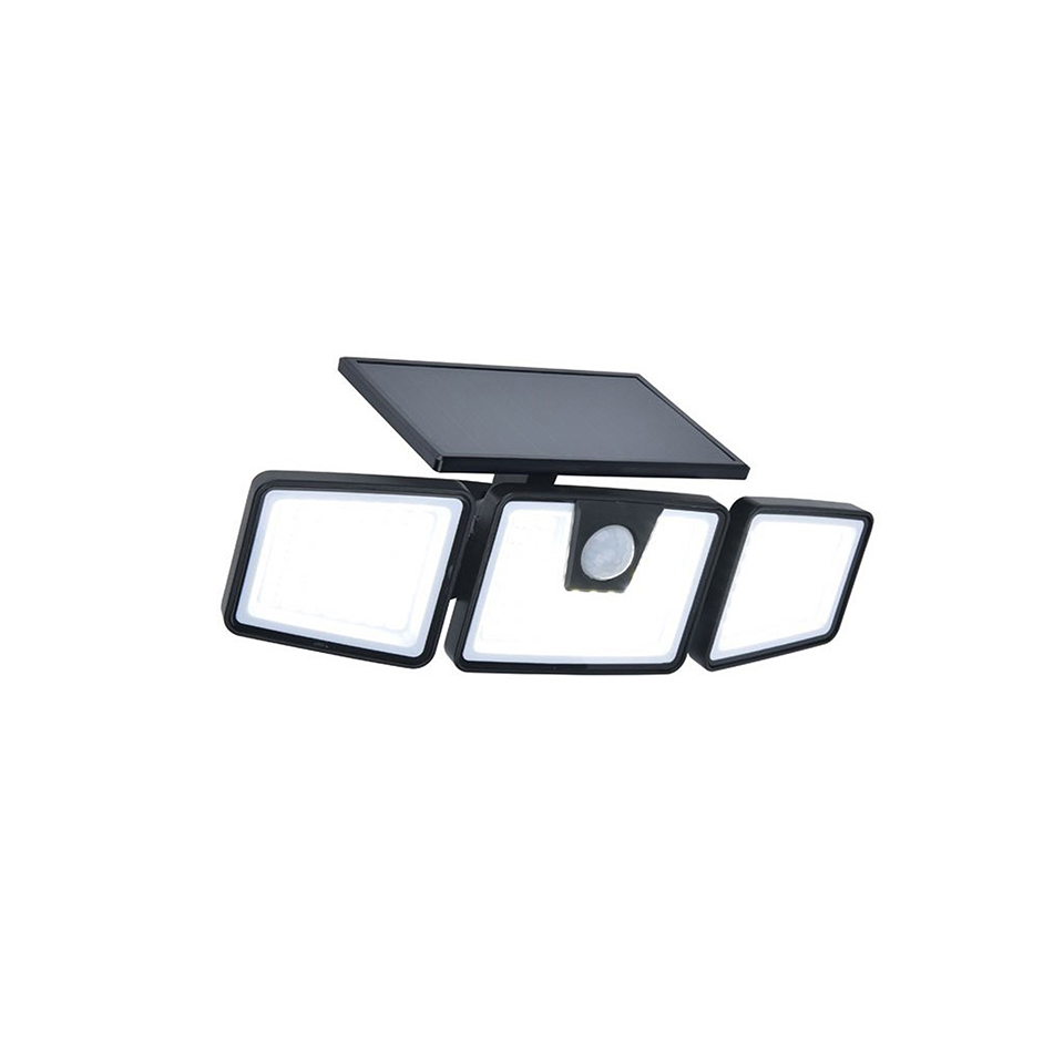 BRITI SOLAR LED WALL 3 LIGHT PIR BLACK