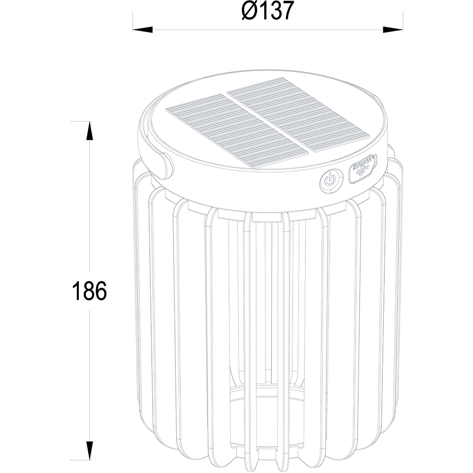 KOZY IP44 INTEGRATED LED PORTABLE SOLAR LIGHT IN MATT BLACK 300 LUMEN 4000K