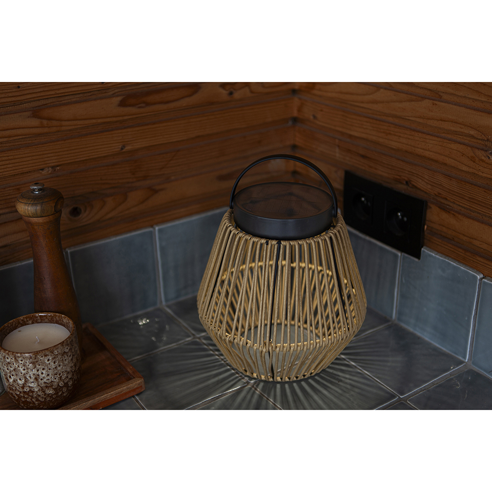 COPPA SOLAR LED PORTABLE LIGHT BLACK WOVEN RATTAN