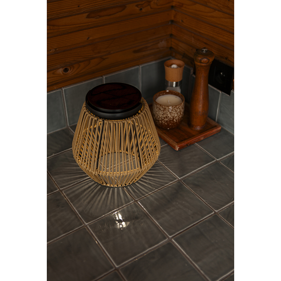 COPPA SOLAR LED PORTABLE LIGHT BLACK WOVEN RATTAN