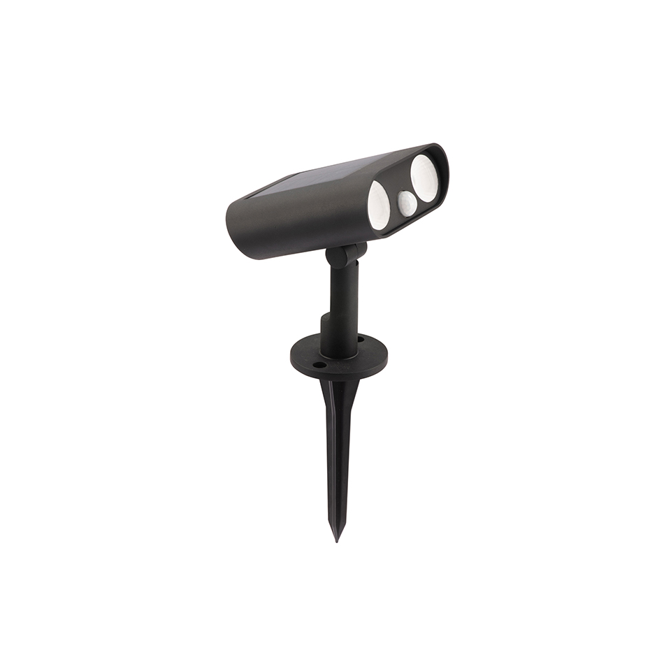 BINGO SOLAR LED SPIKE OR WALL LIGHT PIR BLACK