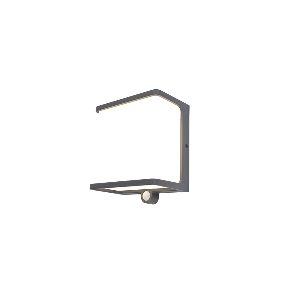 DOBLO SOLAR LED WALL LIGHT HALF PIR DARK GREY