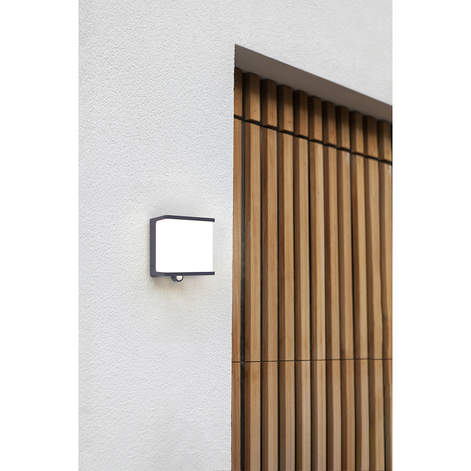 DOBLO SOLAR LED WALL LIGHT HALF PIR DARK GREY