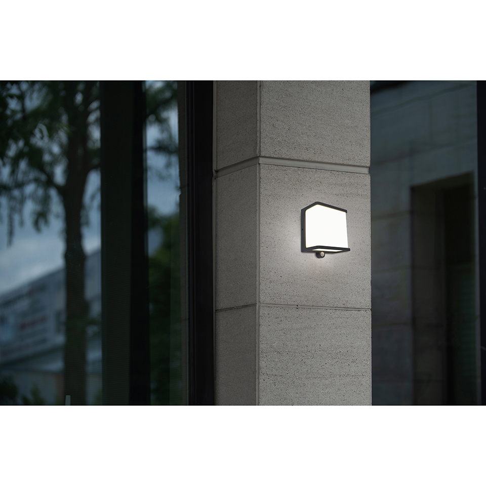 DOBLO SOLAR LED WALL LIGHT HALF PIR DARK GREY