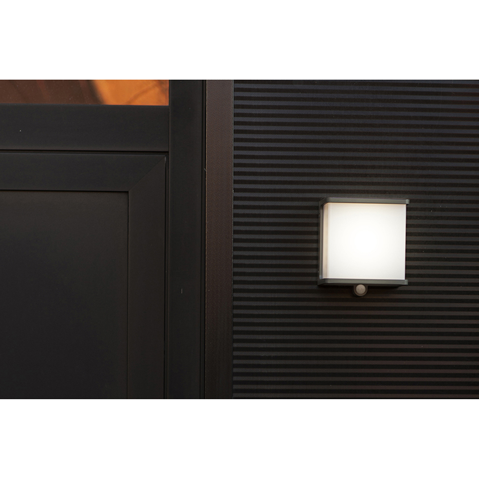 DOBLO SOLAR LED WALL LIGHT HALF PIR DARK GREY