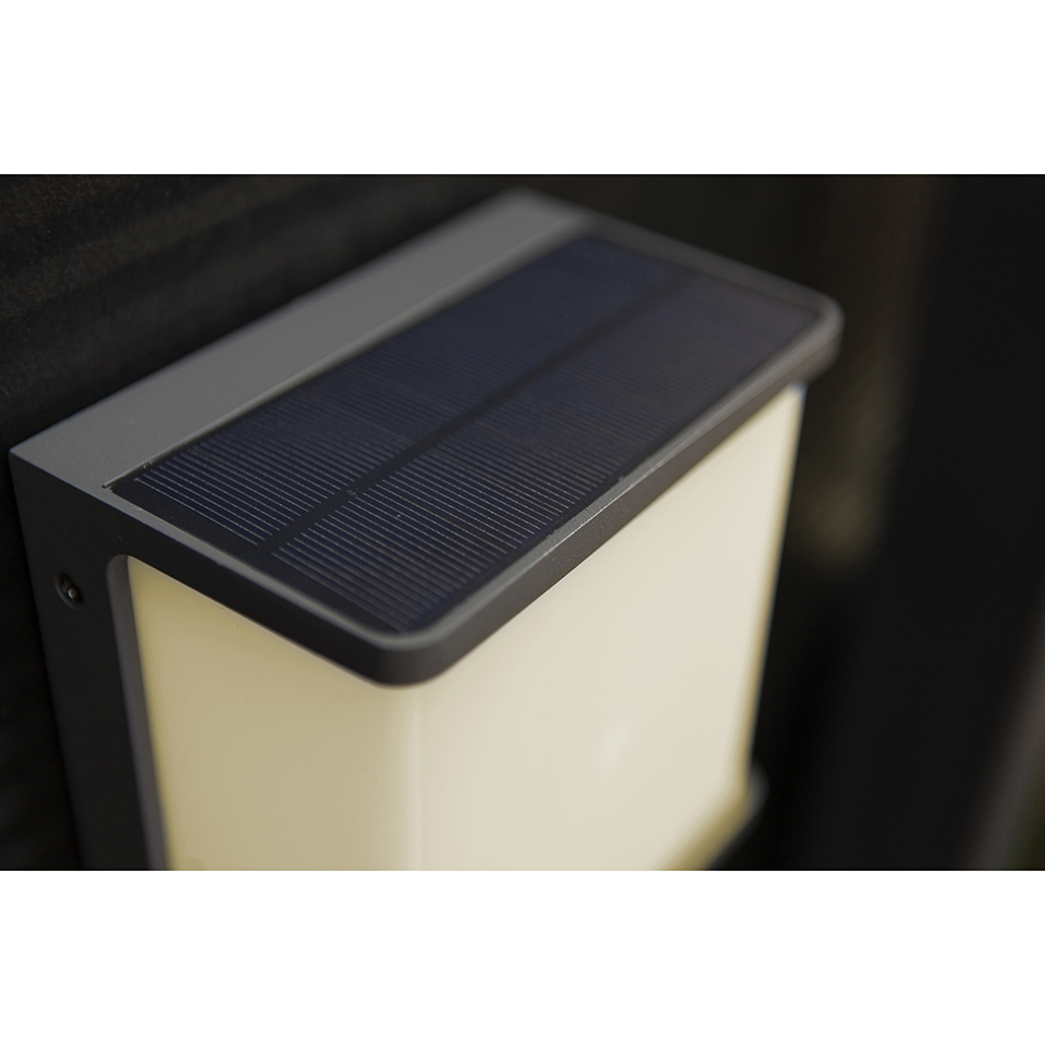 DOBLO SOLAR LED WALL LIGHT HALF PIR DARK GREY