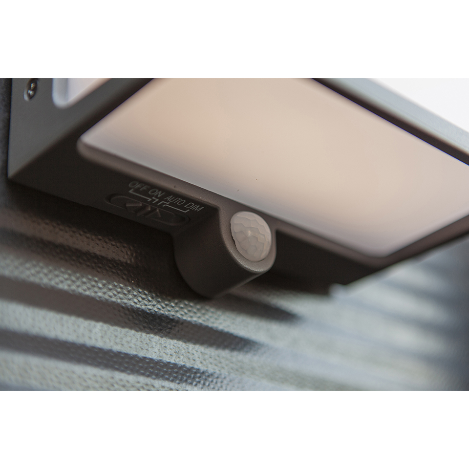 DOBLO SOLAR LED WALL LIGHT HALF PIR DARK GREY