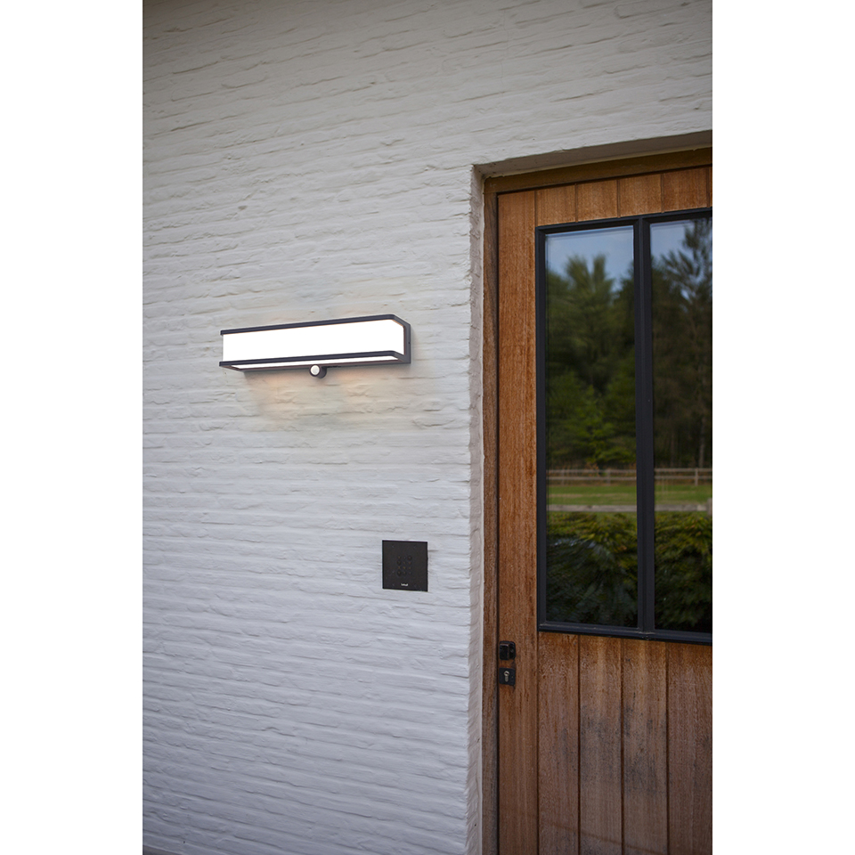 DOBLO SOLAR LED WALL LIGHT LONG PIR DARK GREY