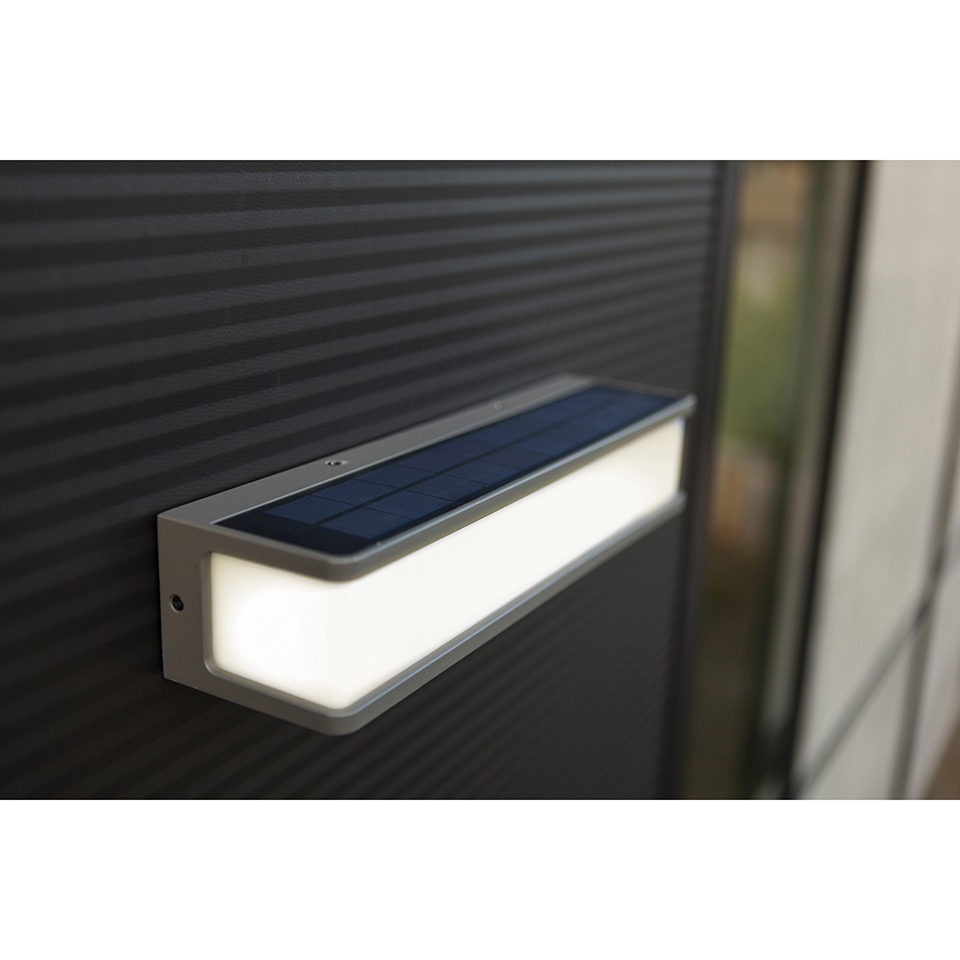 DOBLO SOLAR LED WALL LIGHT LONG PIR DARK GREY
