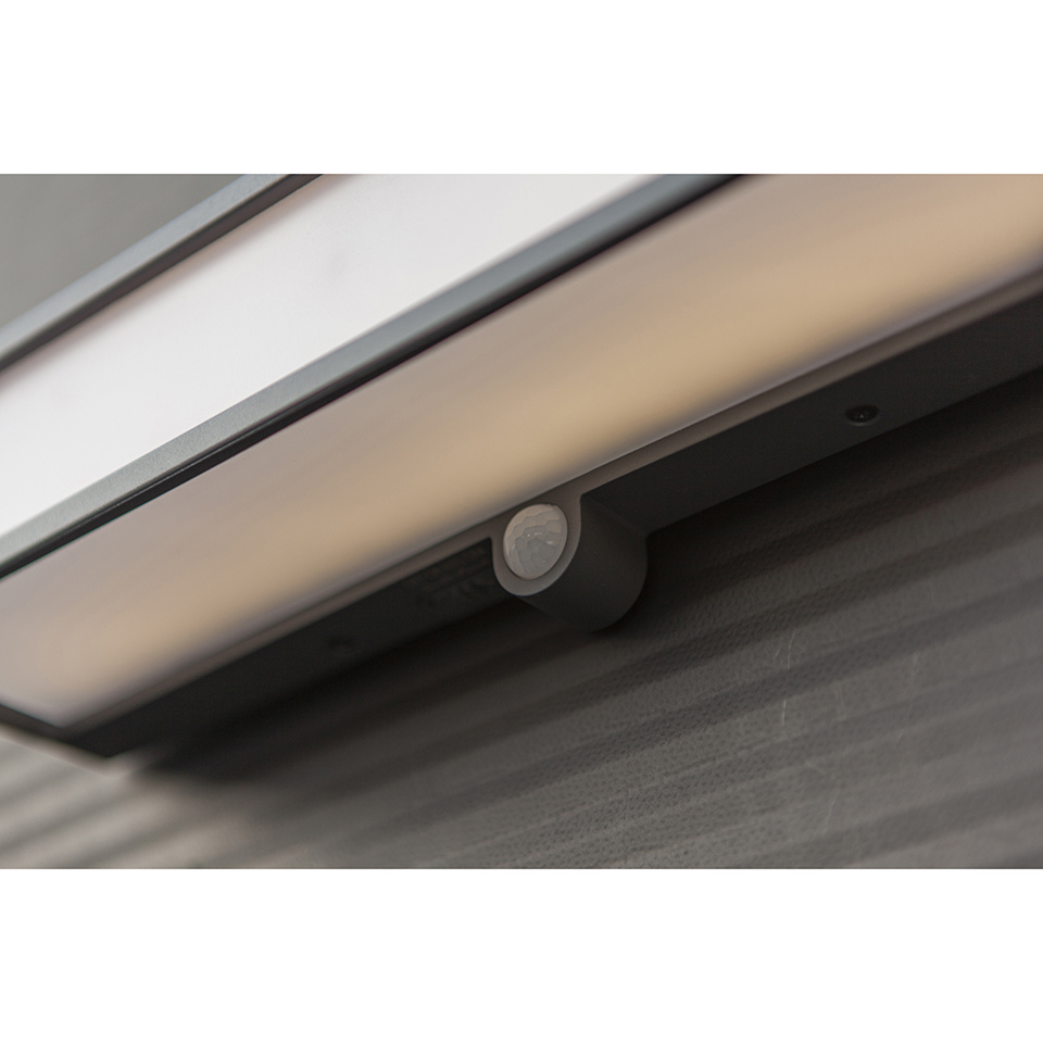 DOBLO SOLAR LED WALL LIGHT LONG PIR DARK GREY