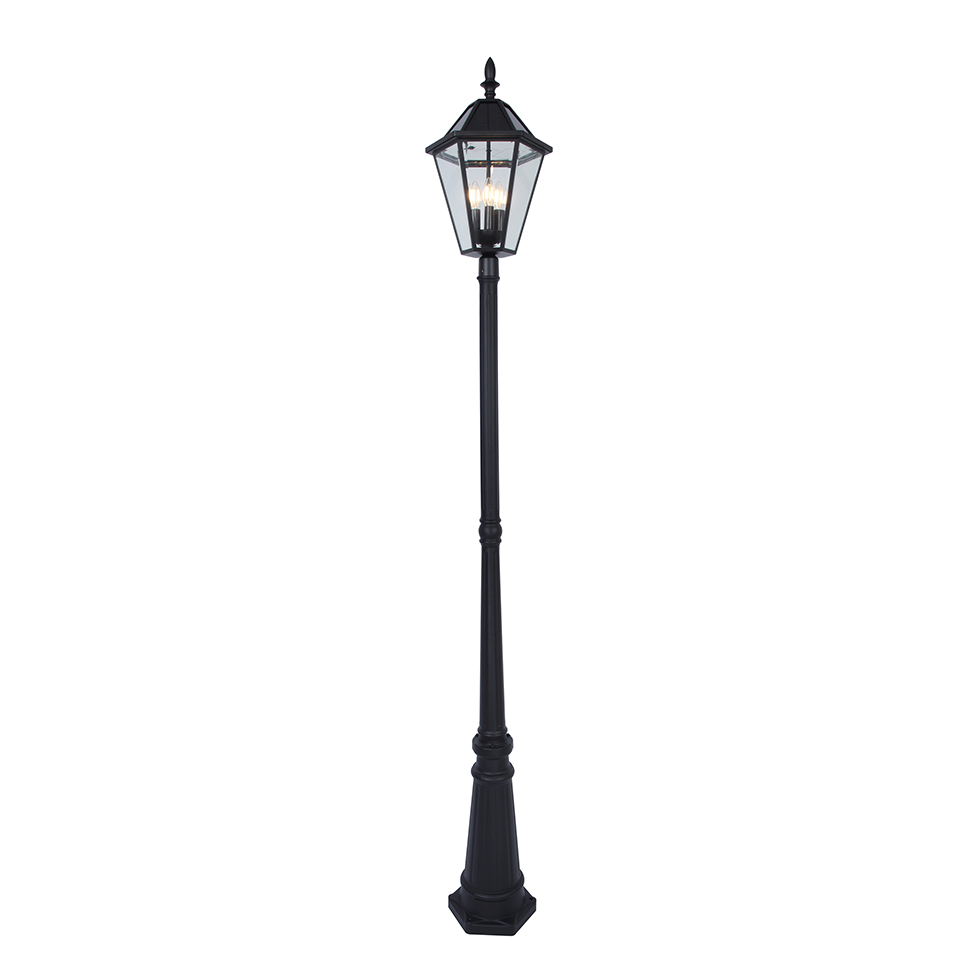 Lutec London Black Outdoor Solar Powered Post Light