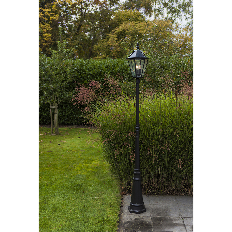 Lutec London Black Outdoor Solar Powered Post Light