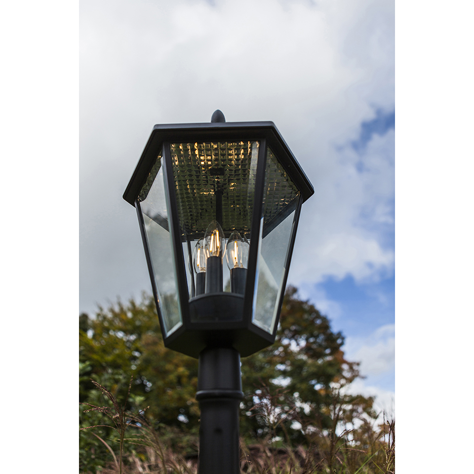 Lutec London Black Outdoor Solar Powered Post Light