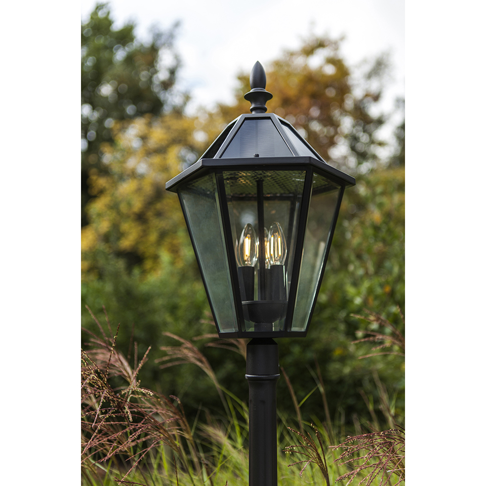 Lutec London Black Outdoor Solar Powered Post Light