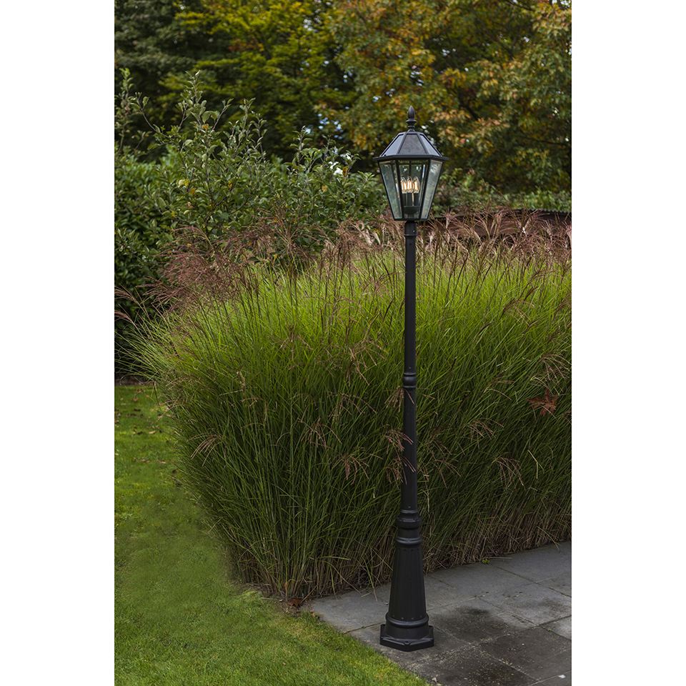 Lutec London Black Outdoor Solar Powered Post Light