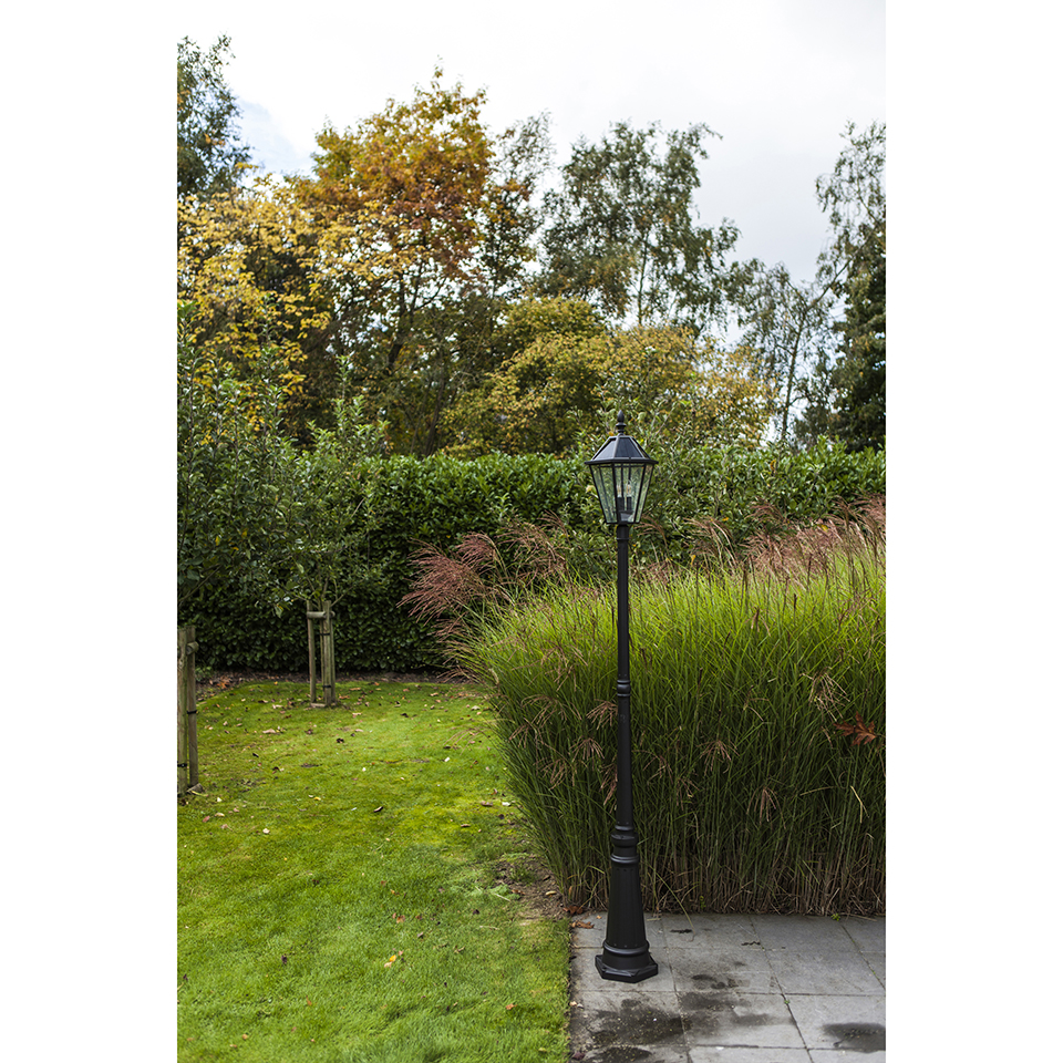 Lutec London Black Outdoor Solar Powered Post Light