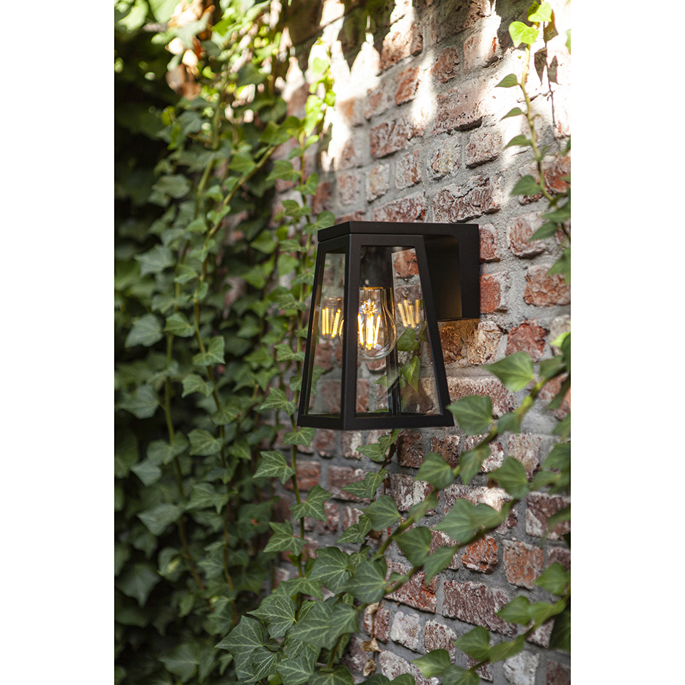 FIA SOLAR IP44 WALL LIGHT IN MATT BLACK 200 LUMEN 2700K
