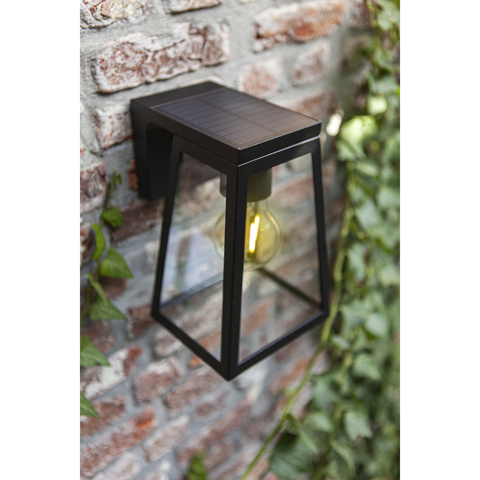 FIA SOLAR IP44 WALL LIGHT IN MATT BLACK 200 LUMEN 2700K