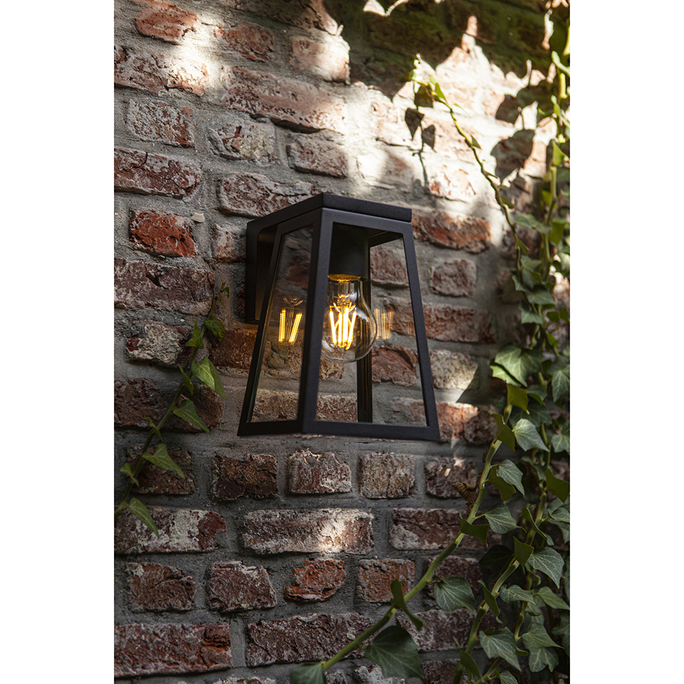 FIA SOLAR IP44 WALL LIGHT IN MATT BLACK 200 LUMEN 2700K