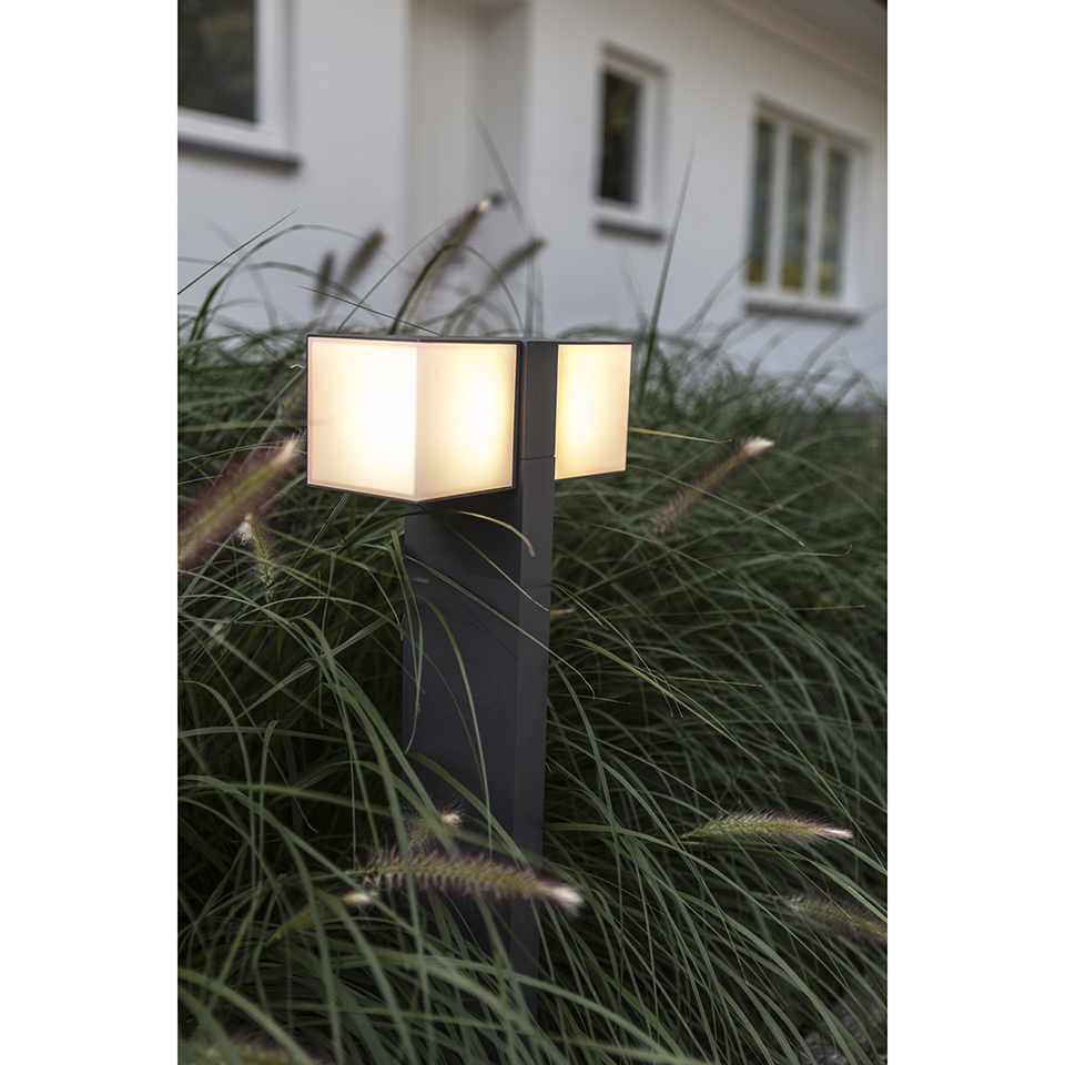 CUBA IP54 INTEGRATED LED BOLLARD LIGHT WITH ADJUSTABLE HEADS IN DARK GREY 1000 LUMEN 3000K