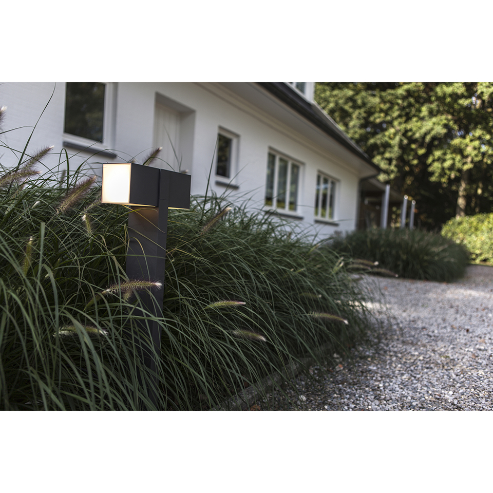 CUBA IP54 INTEGRATED LED BOLLARD LIGHT WITH ADJUSTABLE HEADS IN DARK GREY 1000 LUMEN 3000K