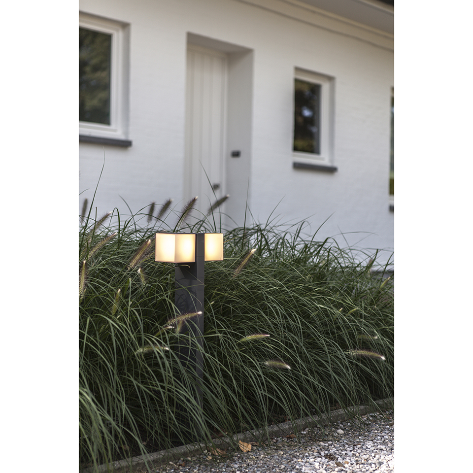 CUBA IP54 INTEGRATED LED BOLLARD LIGHT WITH ADJUSTABLE HEADS IN DARK GREY 1000 LUMEN 3000K