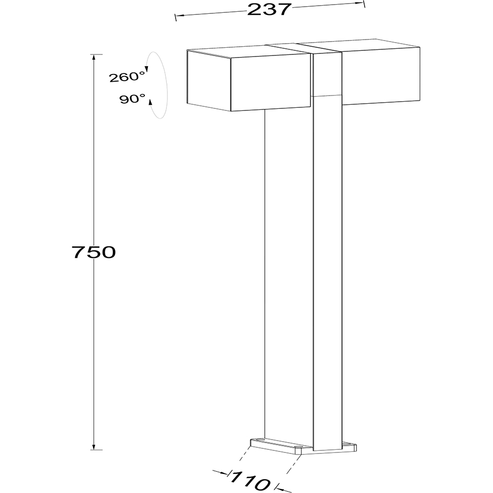 CUBA IP54 INTEGRATED LED BOLLARD LIGHT WITH ADJUSTABLE HEADS IN DARK GREY 1000 LUMEN 3000K