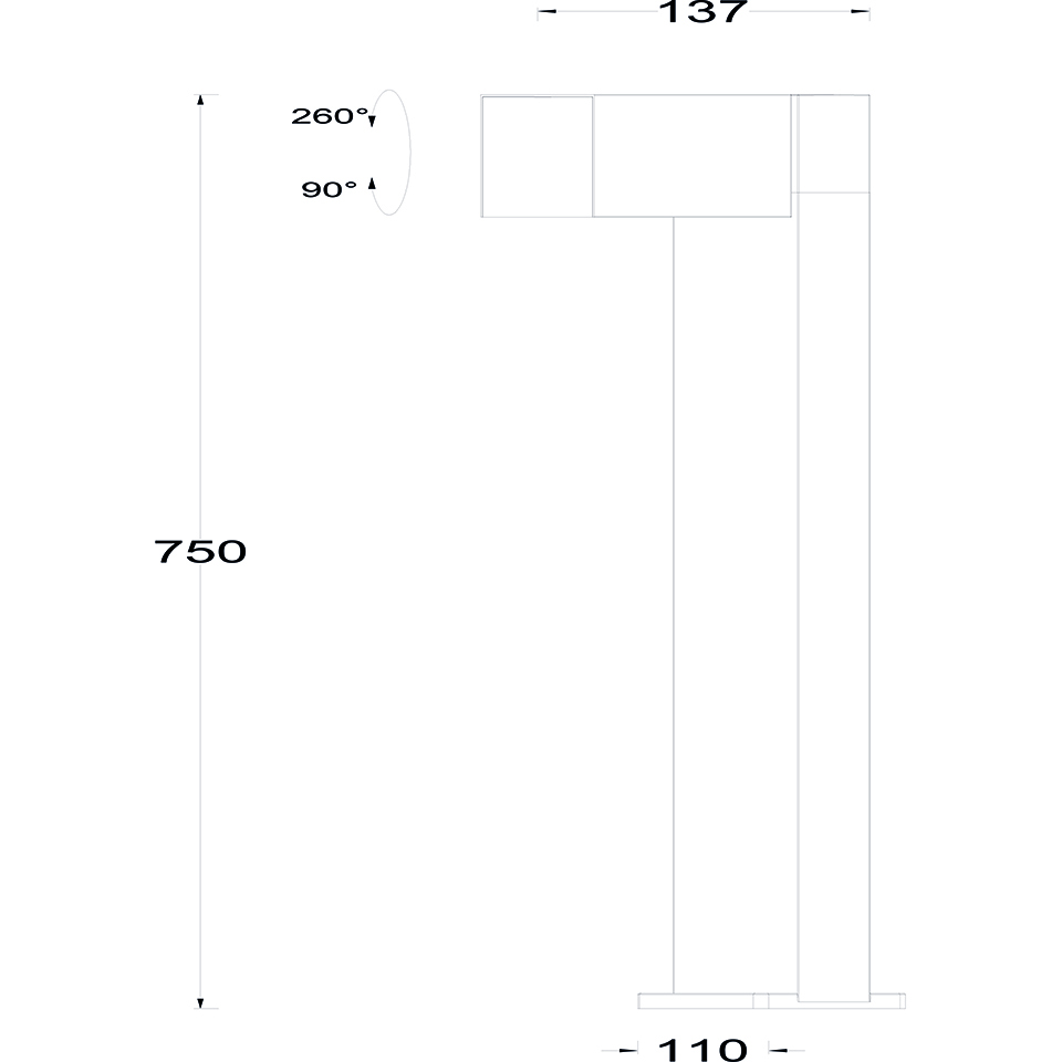 CUBA IP54 INTEGRATED LED POLE LIGHT WITH ADJUSTABLE HEAD IN DARK GREY 600 LUMEN 3000K