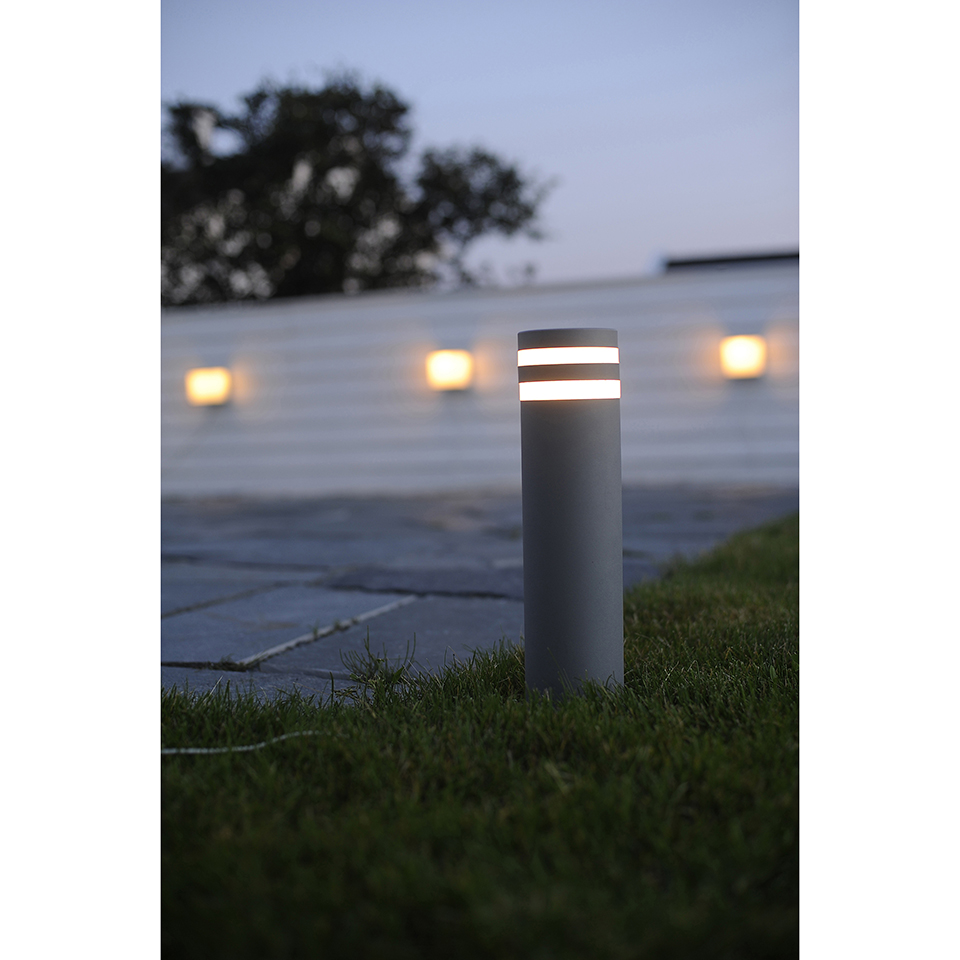 FOCUS IP44 GU10 BOLLARD LIGHT IN DARK GREY