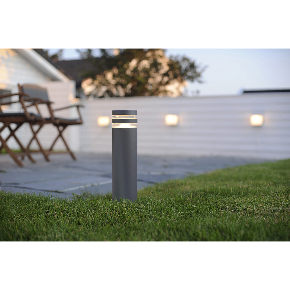 FOCUS IP44 GU10 BOLLARD LIGHT IN DARK GREY