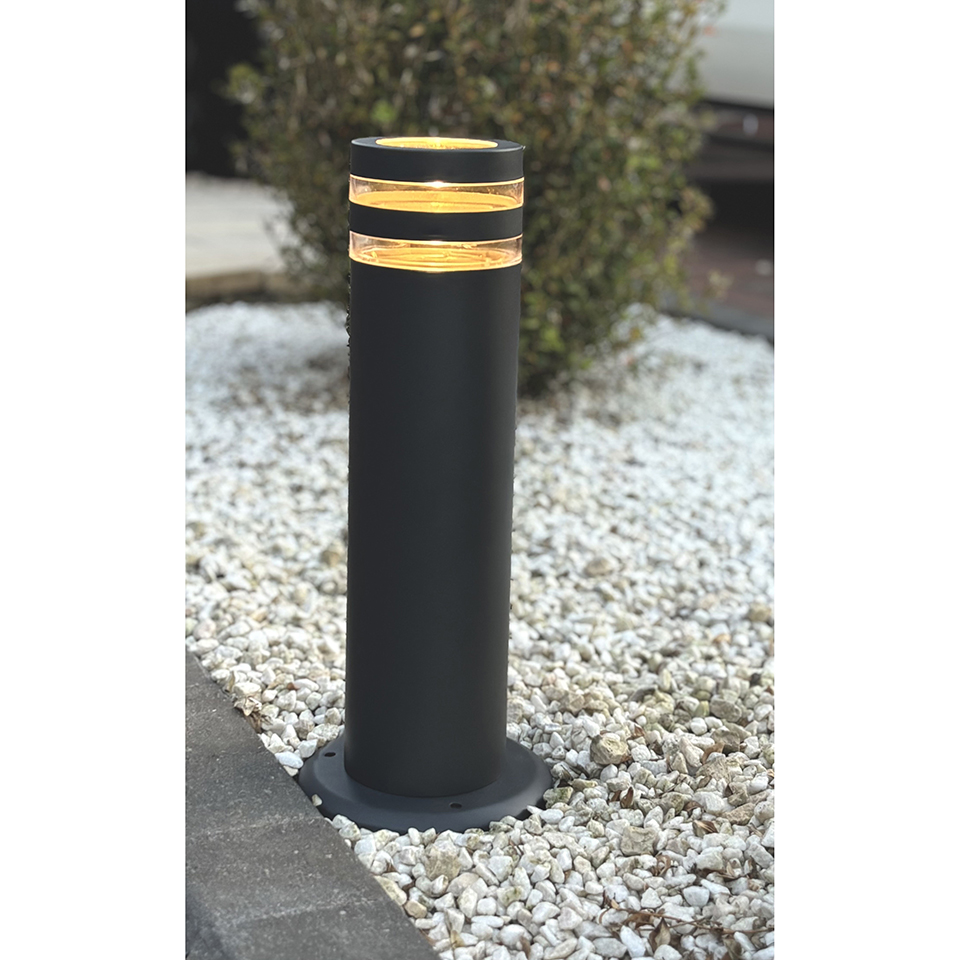 FOCUS IP44 GU10 BOLLARD LIGHT IN DARK GREY